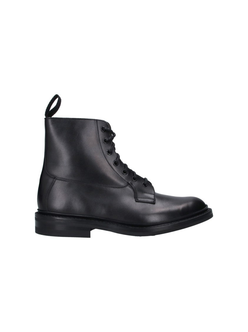 Tricker's Burford Black Round Toe Lace-Up Leather Boots