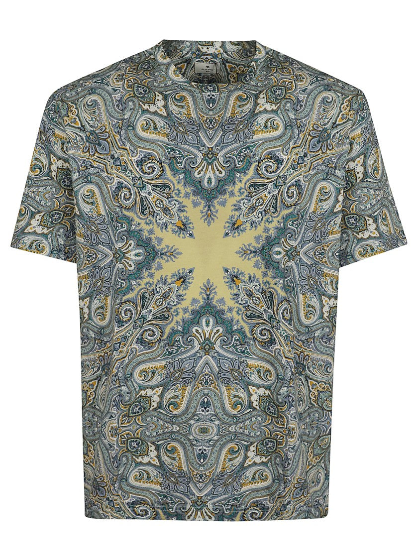 Etro Symmetrical Paisley Print Cotton T-Shirt