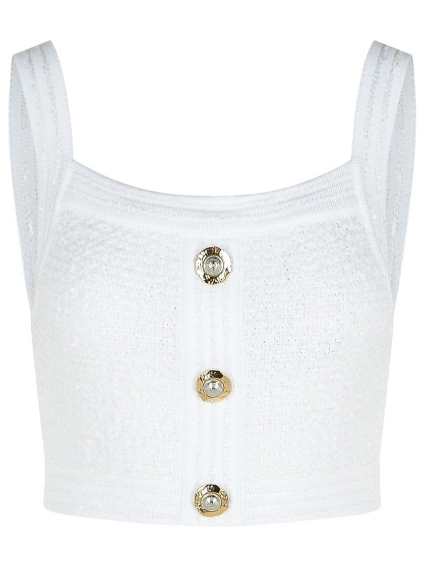 Balmain White Cotton Blend Top