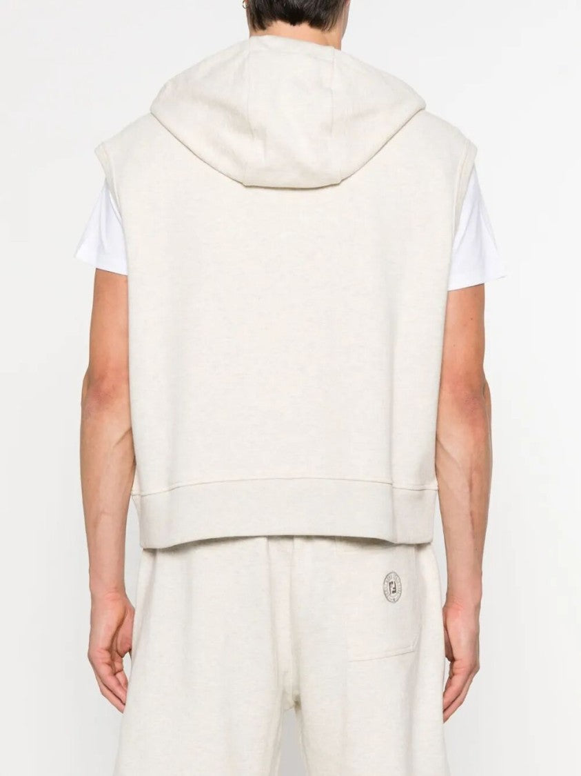 Fendi Sleeveless Zip-Up Hoodie With Spacious Hood