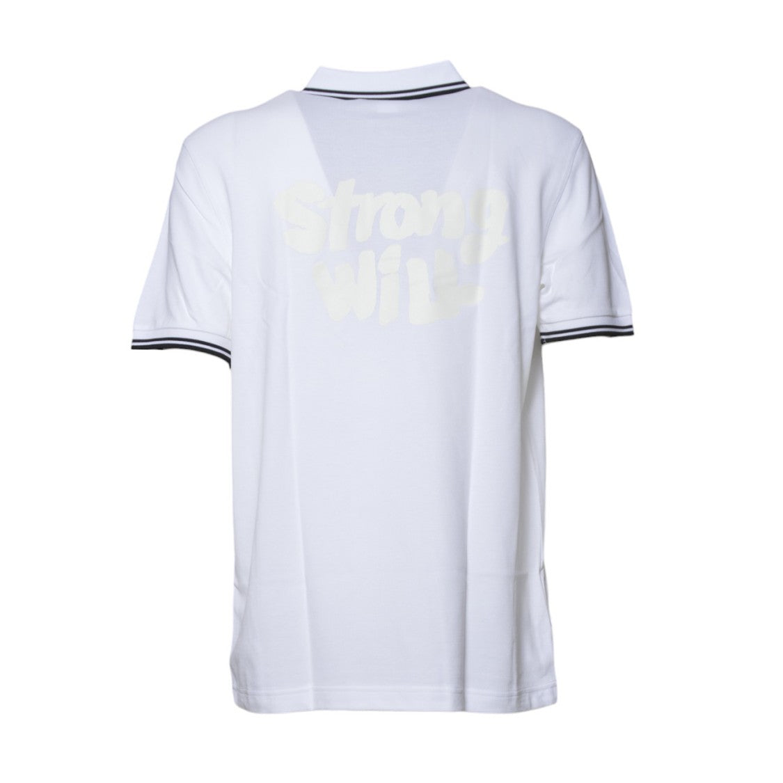 Comme Des Garçons Striped White Cotton Knit Polo Shirt