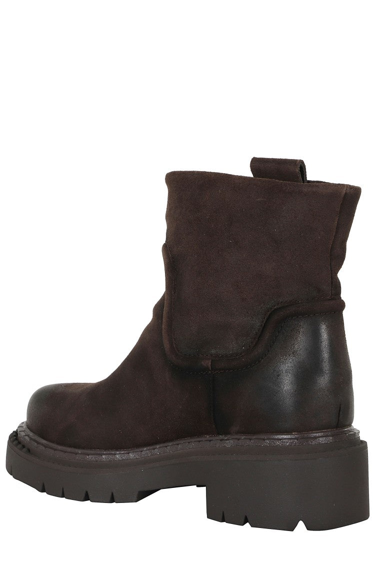 Ash Dark Brown Oily Suede Ankle Boots