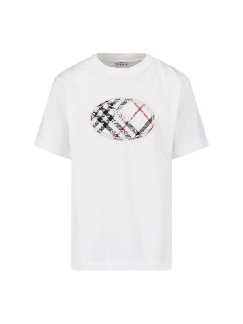 Burberry White Check Cotton T-Shirt