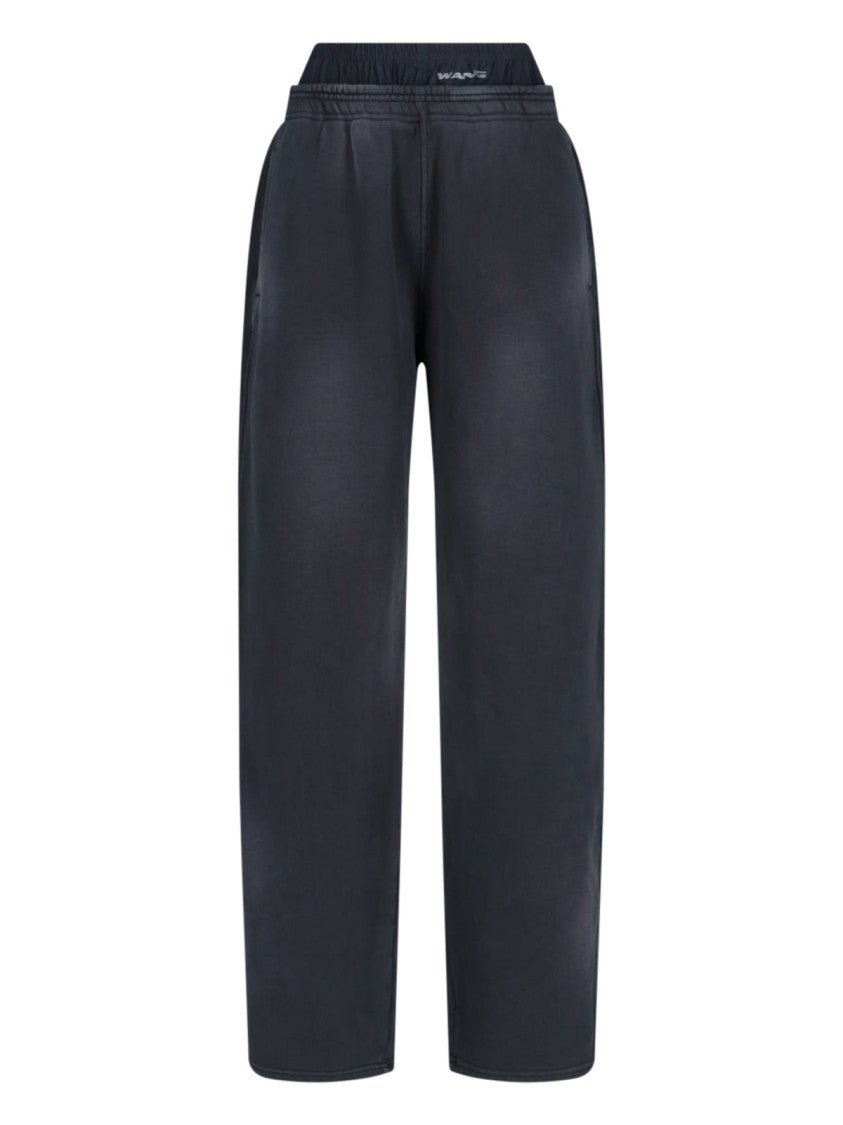 Alexander Wang High-Waisted Grey Cotton Sports Pants With Logo Detail