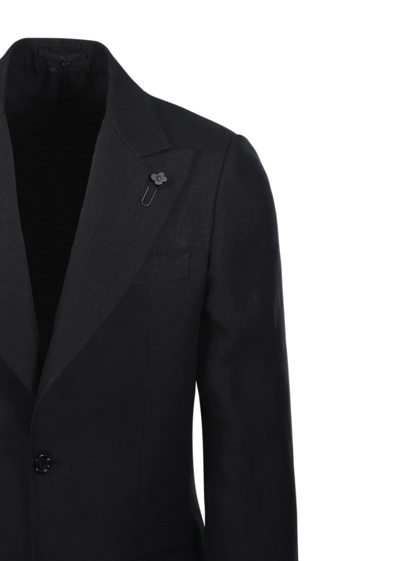Lardini Tailored Black Linen Blazer