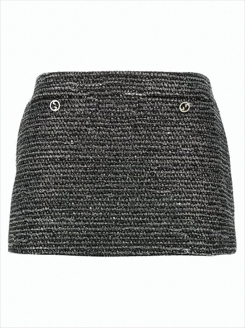 Gucci Textured Black Mini Skirt