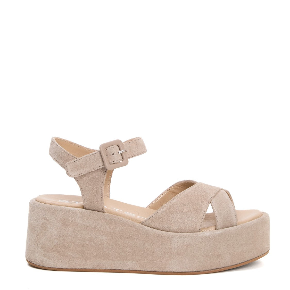 Strategia Beige Suede Wedge Sandals