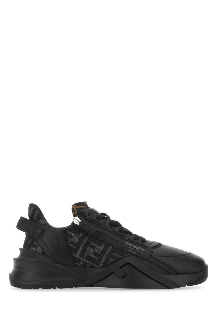 Fendi Multicolor Leather And Fabric Flow Sneakers