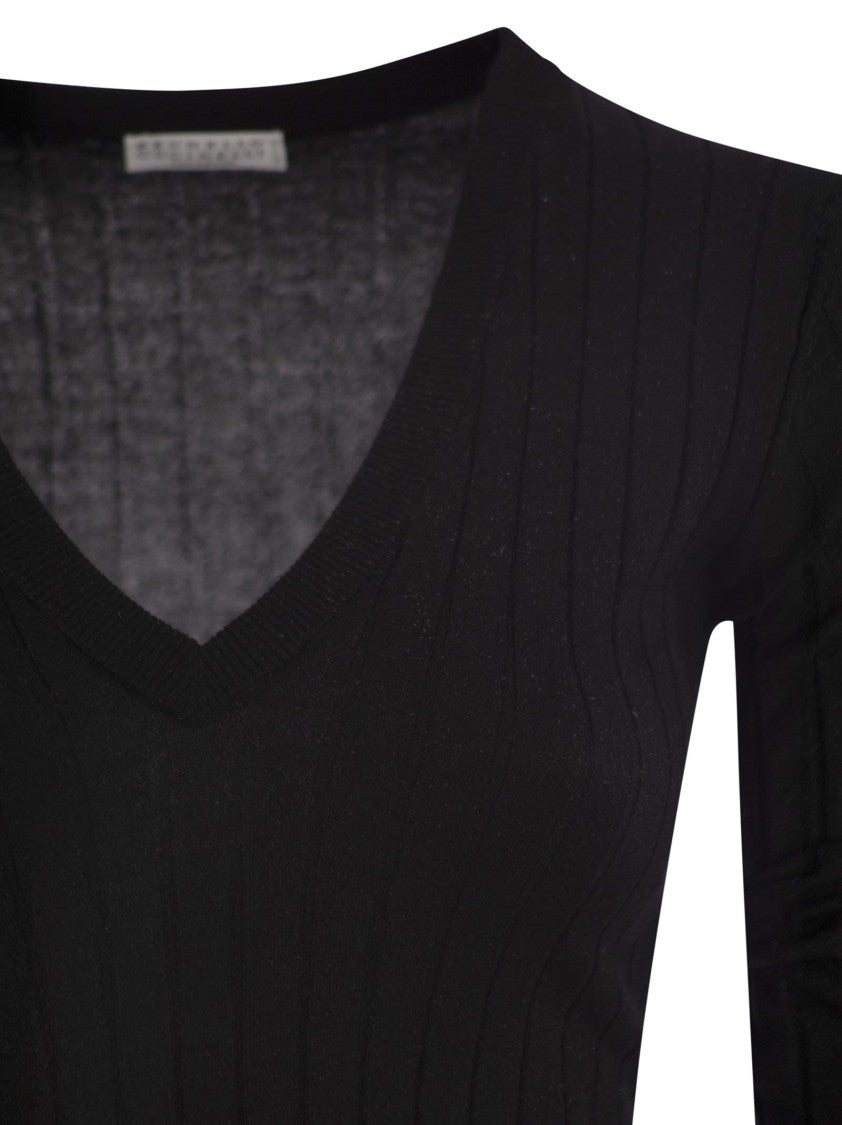 Brunello Cucinelli Lightweight Cashmere And Silk Broad Rib Sweater