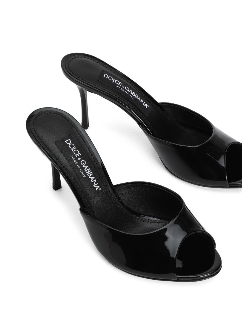 Dolce & Gabbana Open-Toe Black Patent Leather Sandals
