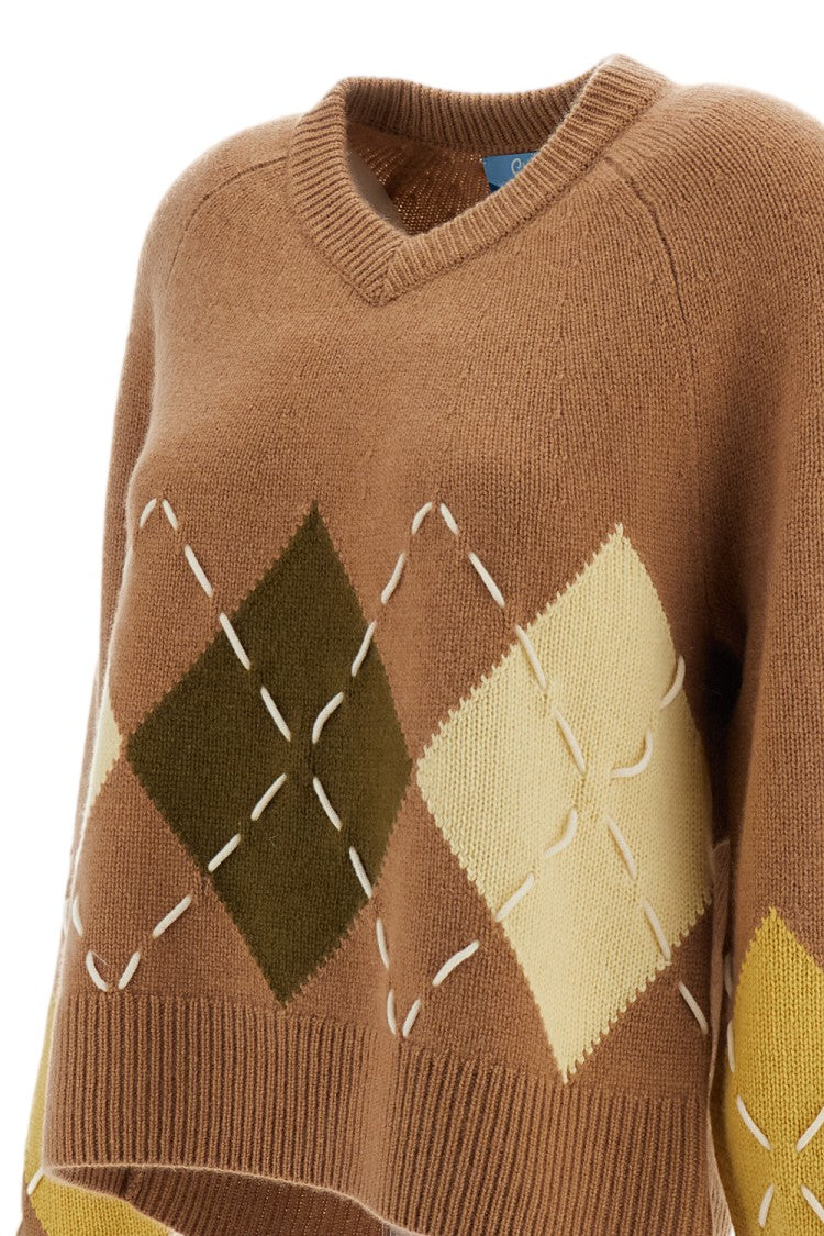Arch4 Beige Sloane Argyle Cashmere Crewneck Sweater