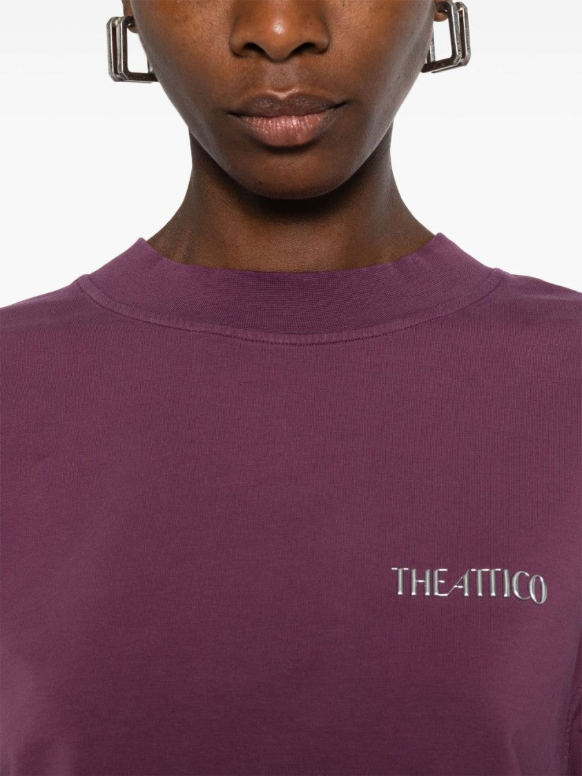 The Attico Fitted Purple Dress With Rubberised Logo Detail