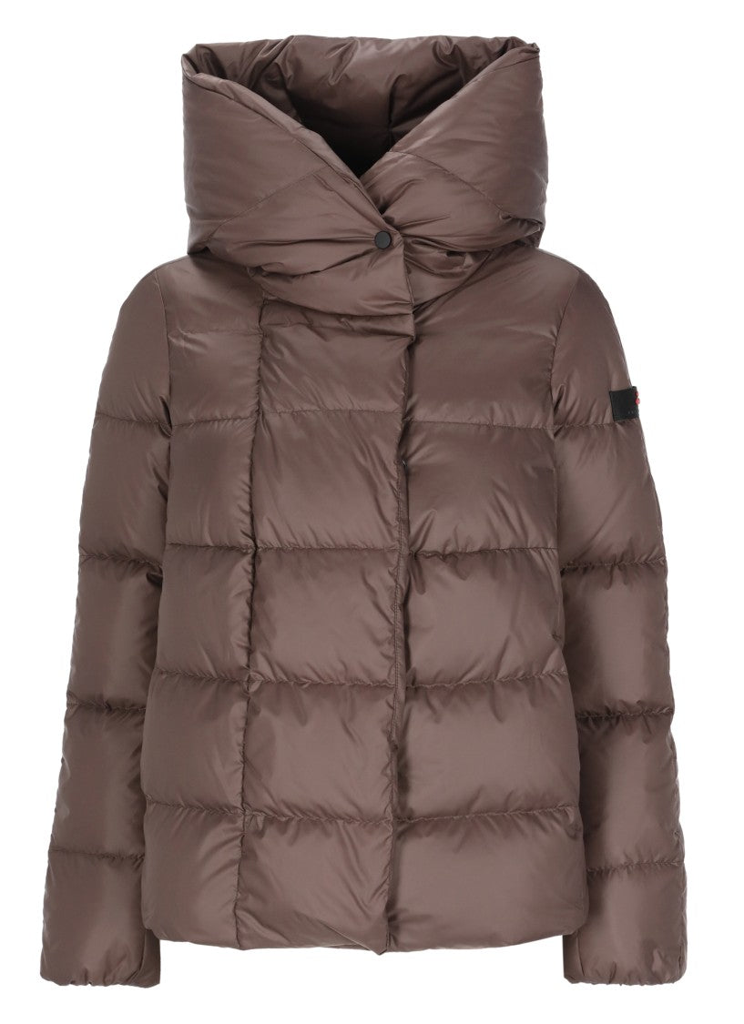 Peuterey Brown Tucano Hooded Quilted Down Jacket