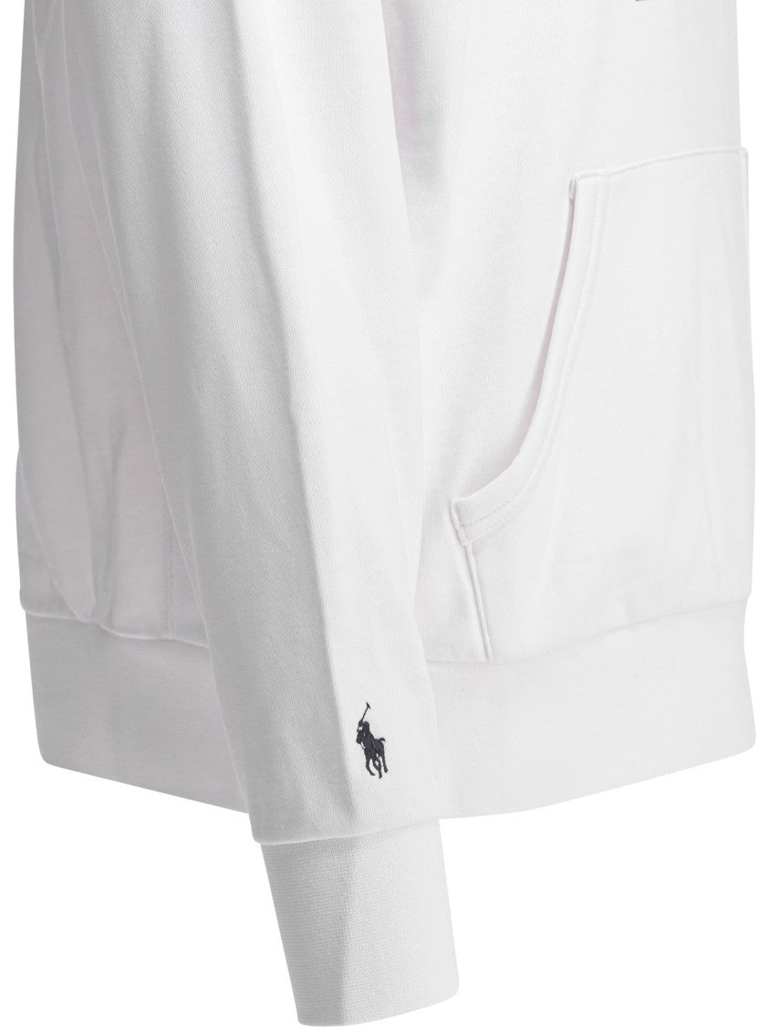Polo Ralph Lauren White Hoodie With Kangaroo Pocket And Bold Polo Nyc Branding