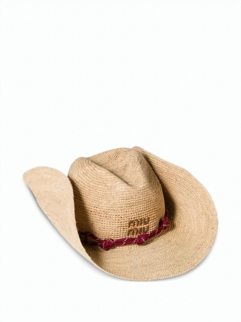 Miu Miu Natural Beige Raffia Bucket Hat