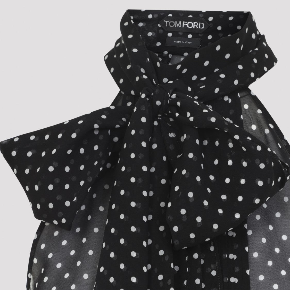 Tom Ford Sheer Silk Top With Oversized Bow Tie