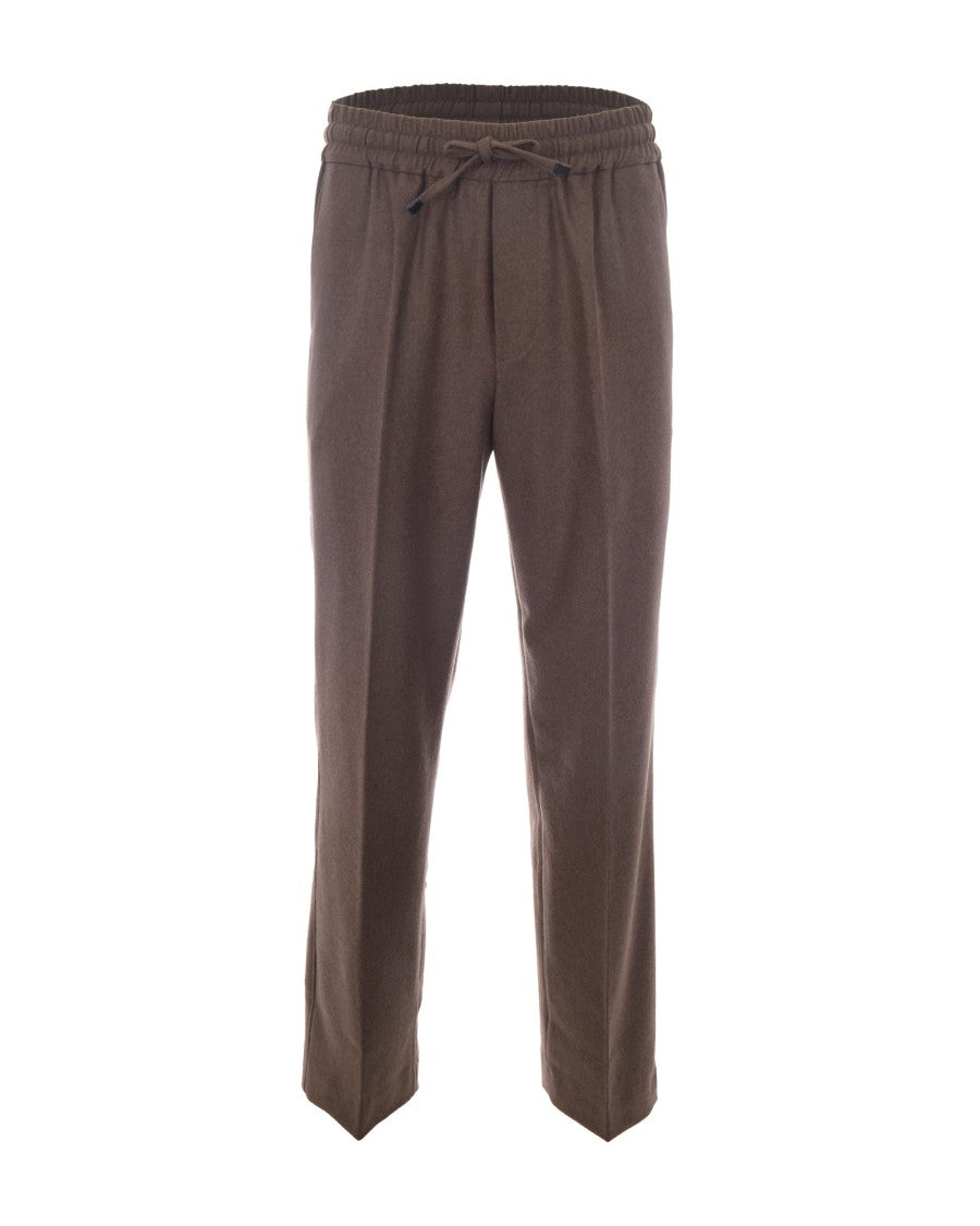 Drôle De Monsieur Pleated Flannel Trousers With Drawstring Waist