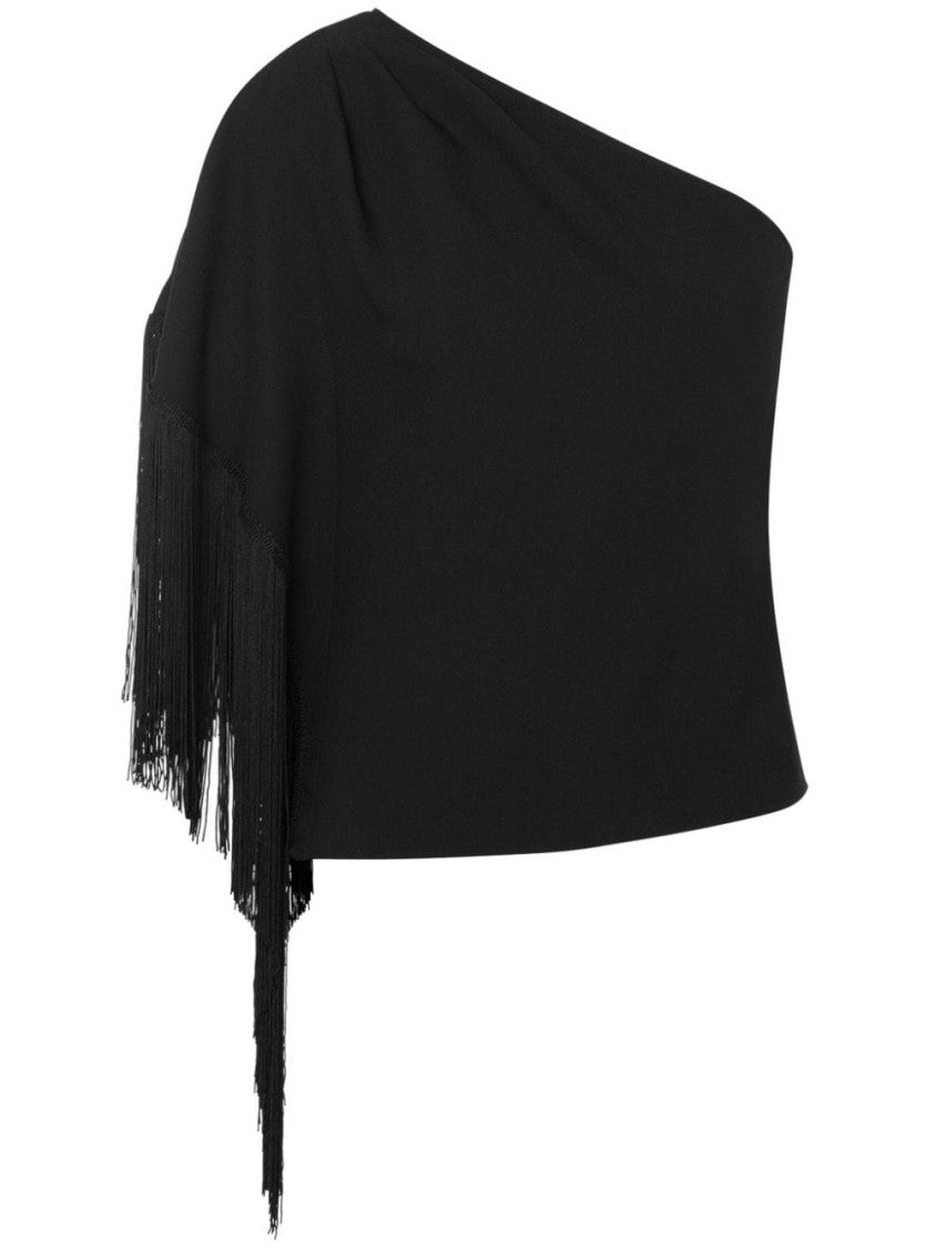 Moschino Fringed One-Shoulder Black Top