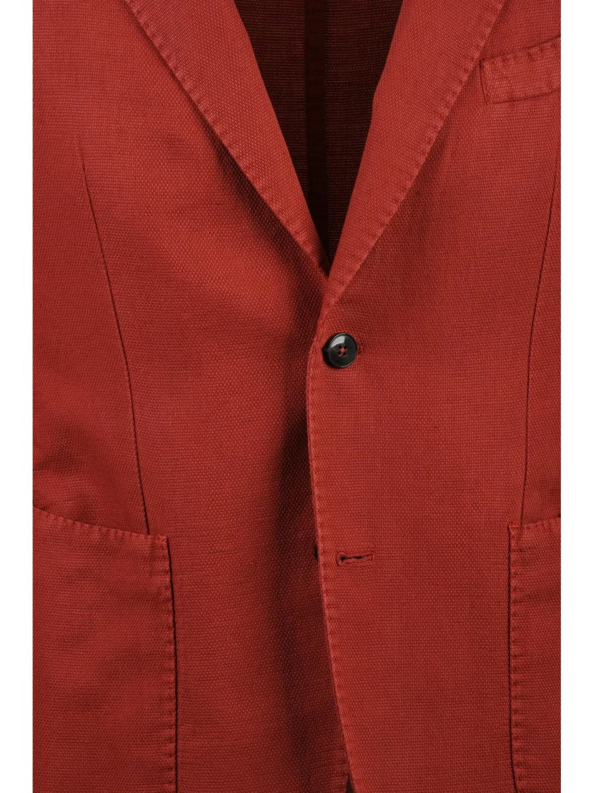 L.B.M. 1911 Red Linen Cotton Rounded Jacket