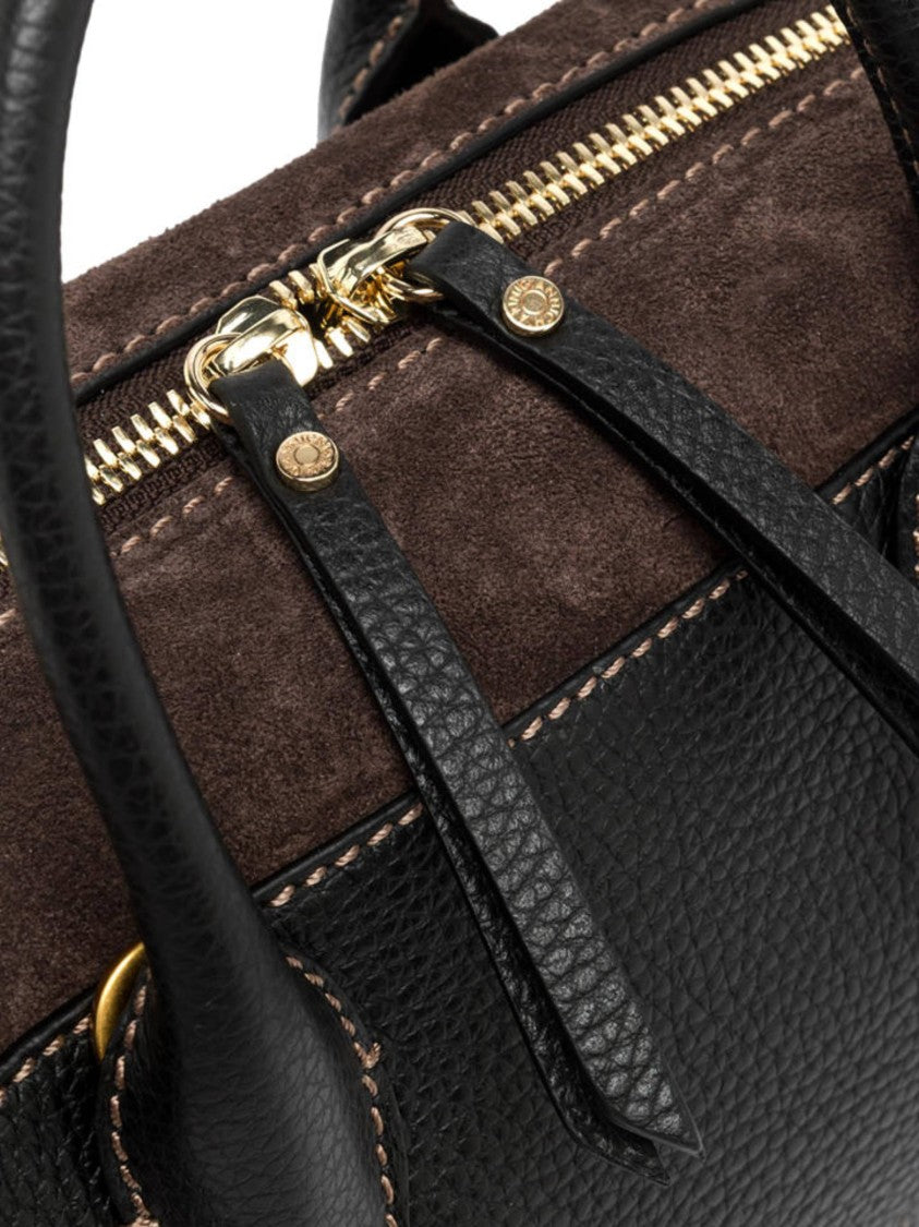 Gianni Chiarini Black Gemma Leather Suede Handbag