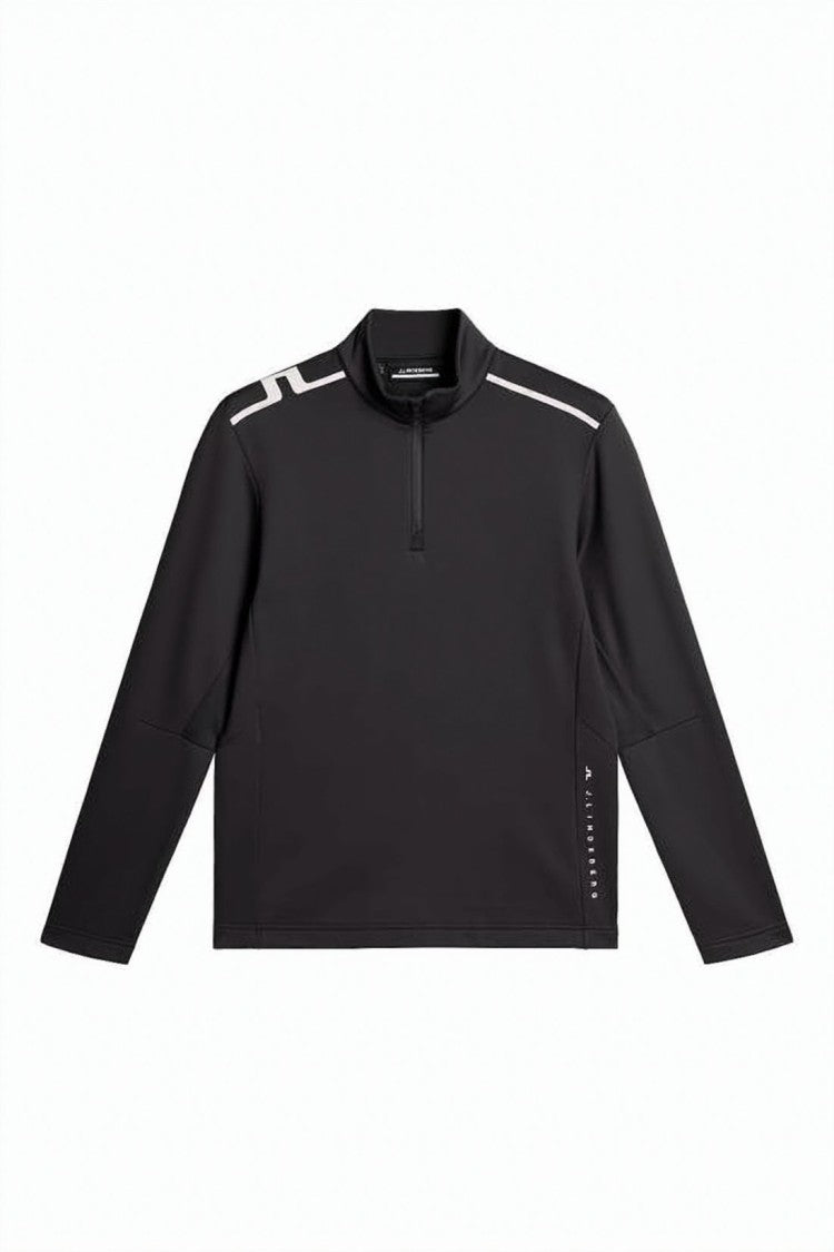 J Lindeberg Fitted Black Turtleneck With Half-Zip