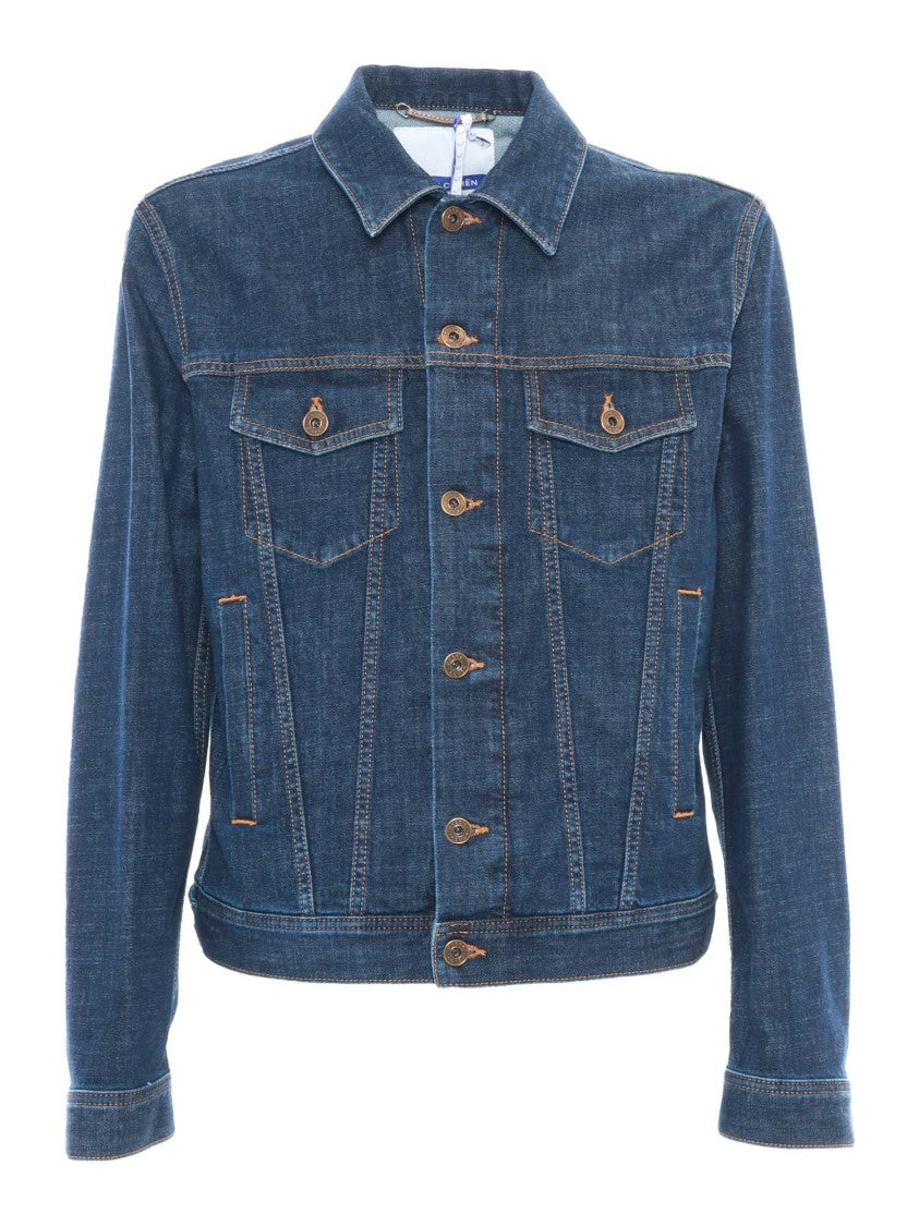 Jacob Cohen Tailored Blue Denim Trucker Jacket With Branded Patch