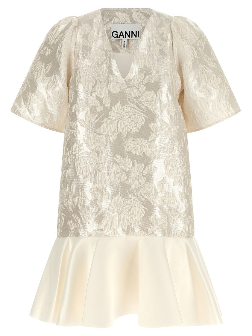 Ganni 'Satin Cloque' Mini Dress