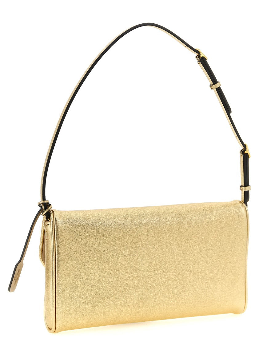 Valentino Garavani Small Laminated Nappa Leather Shoulder Bag With Antique-Effect Metal Logo