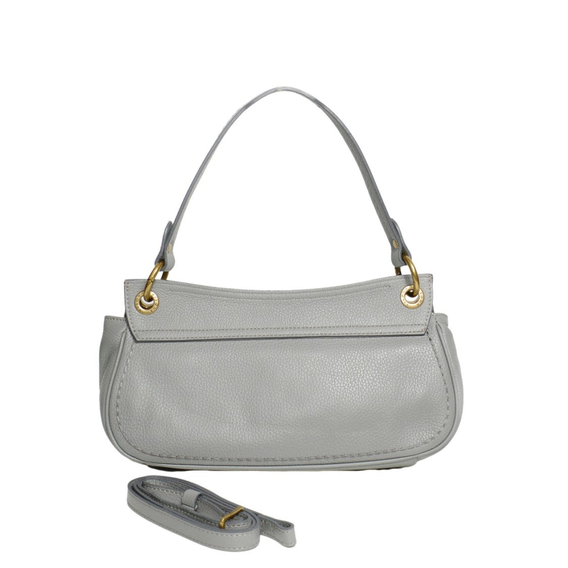 Plinio Visona' Hammered Leather Grey Shoulder Bag