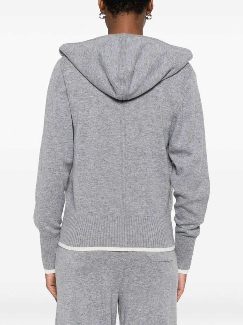 Pinko Soft Knit Zip-Up Sweater With Drawstring Hood