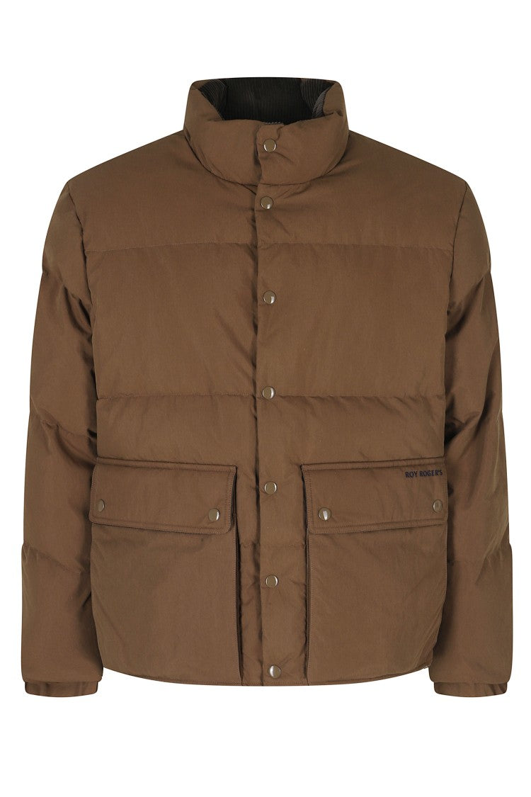Roy Roger's Brown Down Micro Canvas Cotton-Blend Down Jacket