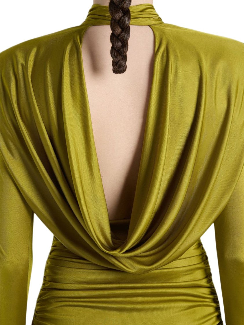 Balmain Asymmetrical Draped Bodice Mini Dress