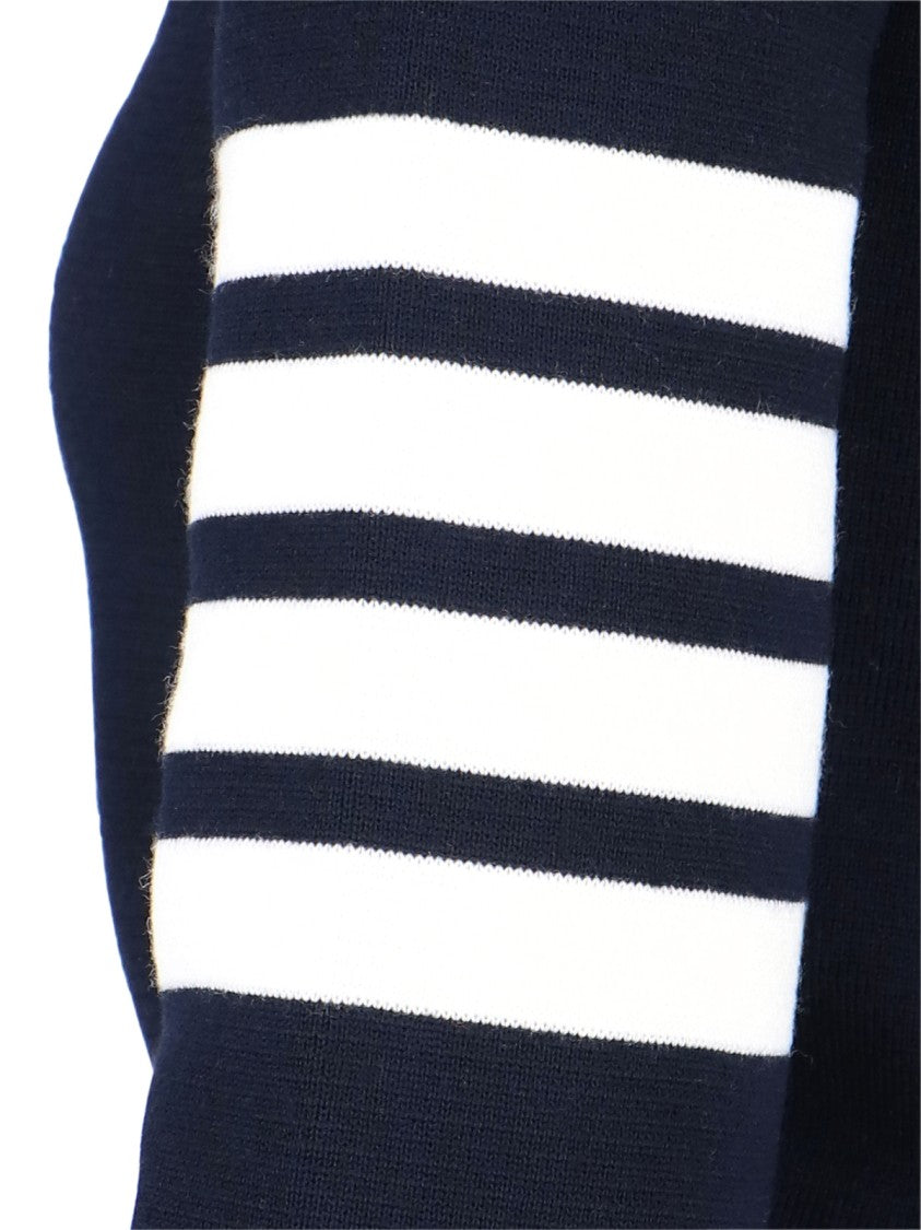 Thom Browne Blue 4-Bar Crewneck Virgin Wool Sweater