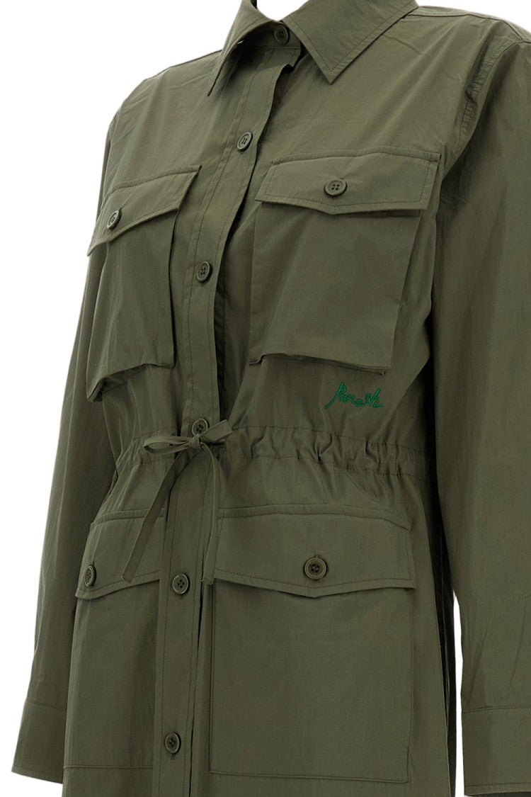 Parosh Utility-Inspired Long Shirt Dress With Adjustable Waist