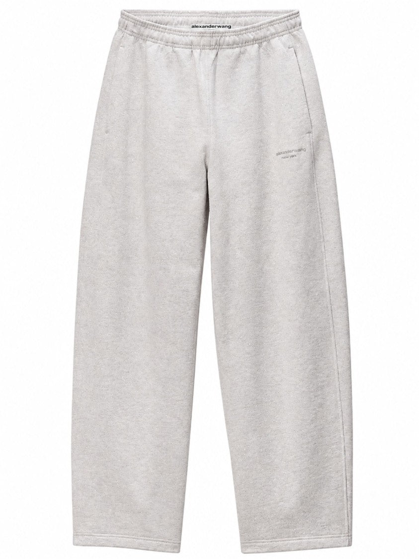 Alexander Wang Grey Crystal Logo Elasticated Cotton Pants