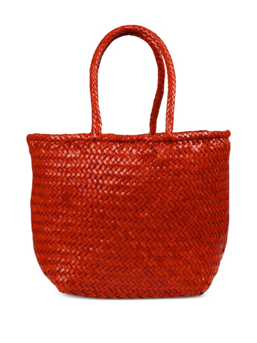 Dragon Diffusion Woven Calf Leather Shopper Bag In Vibrant Orange