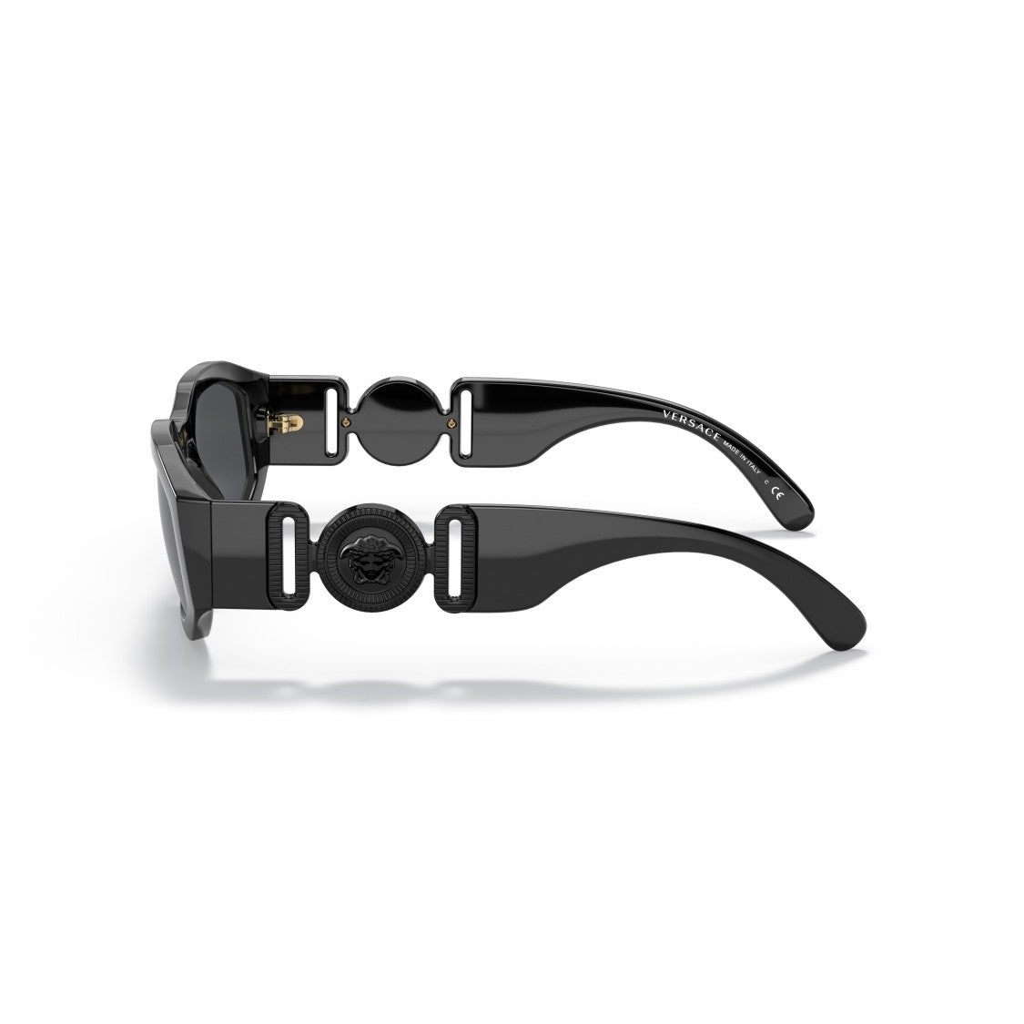 Versace Rectangular Black Nylon Sunglasses With Distinctive Emblem
