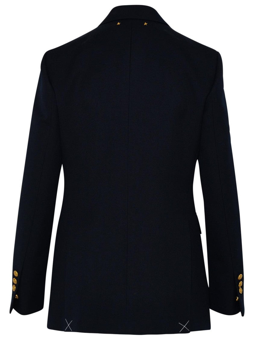 Golden Goose Tailored Gold-Accent Embroidered Double-Breasted Blazer
