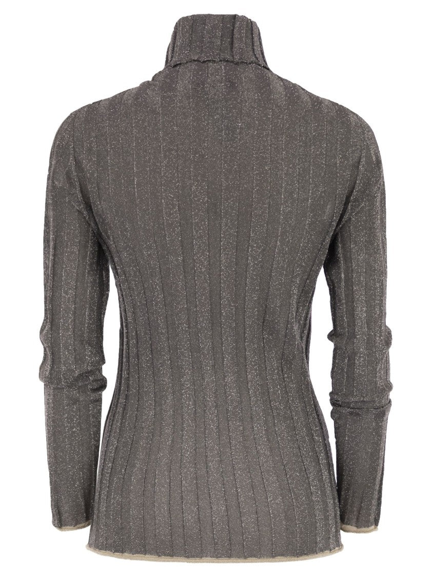 Fabiana Filippi Ribbed Turtleneck Sweater With Lurex Trim