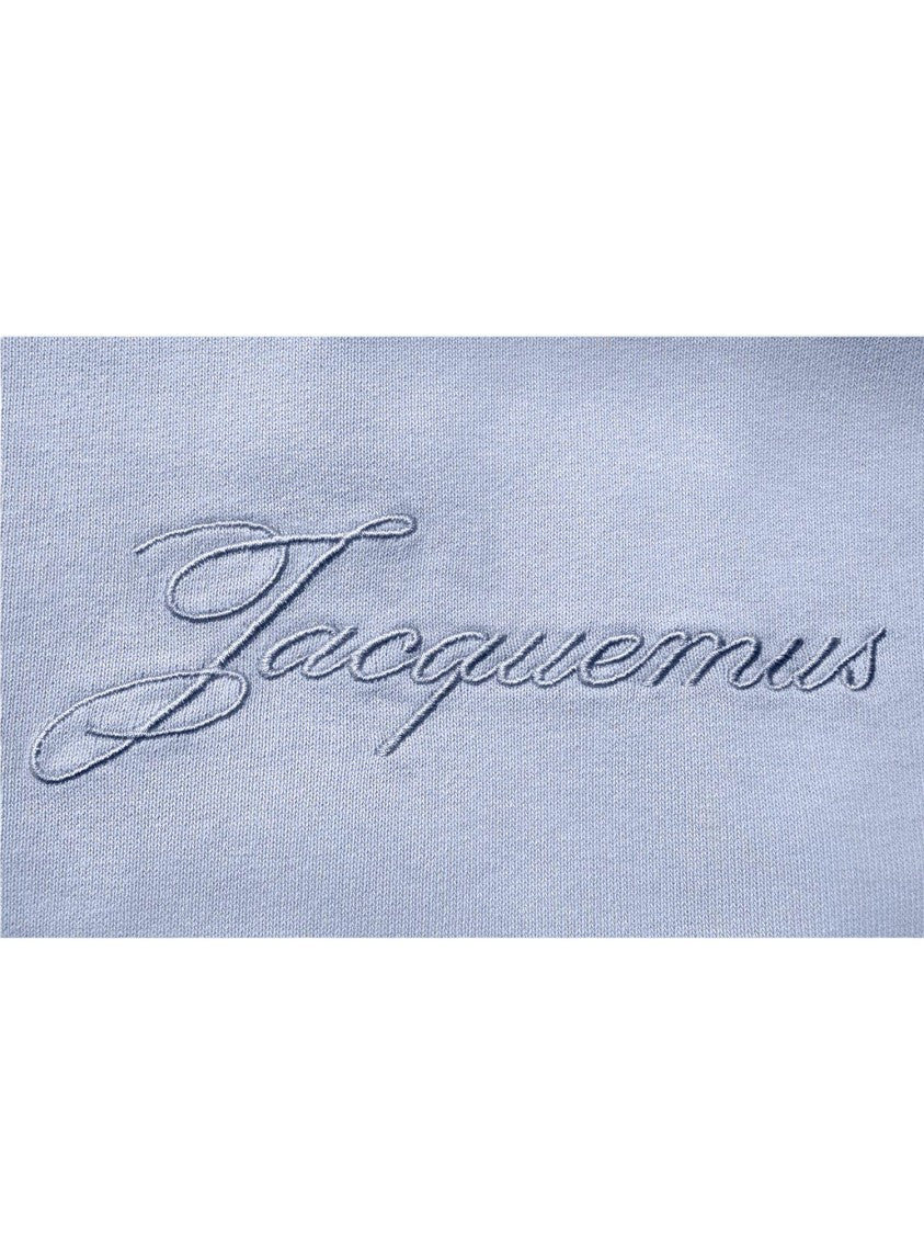 Jacquemus Minimalist Light Blue Cotton T-Shirt With Tone-On-Tone Logo