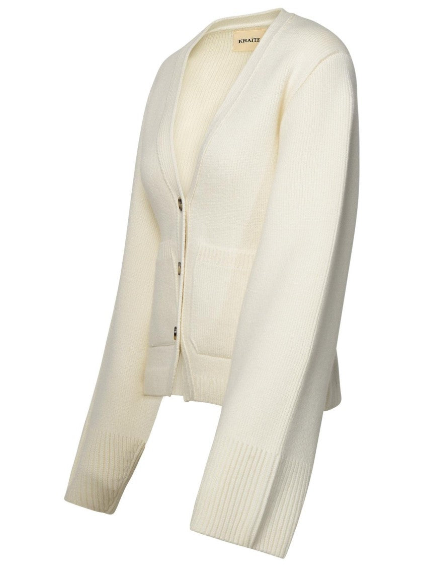 Khaite 'Scarlet' Ivory Cashmere Cardigan
