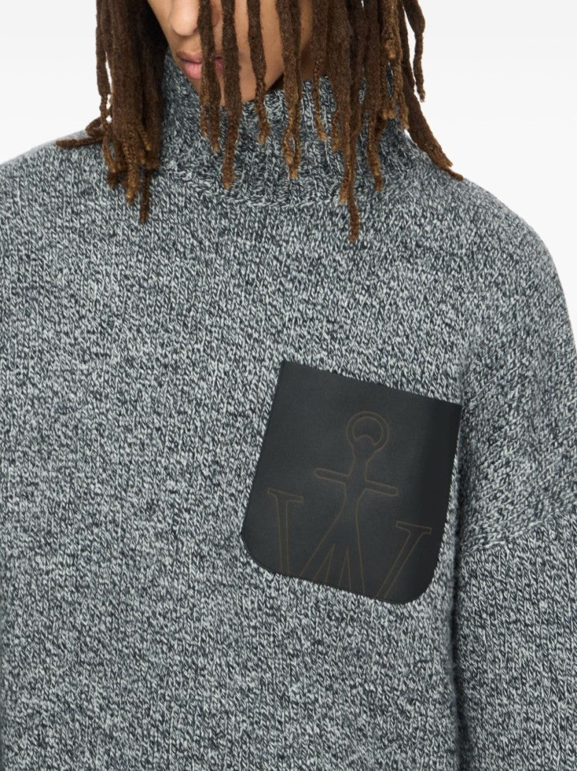 J. W. Anderson Grey Leather Pocket Turtleneck