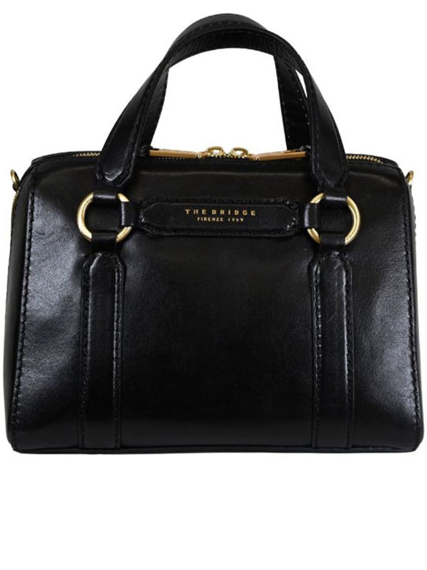 The Bridge Black Handbag W/Shoulder Structured Leather Handbag