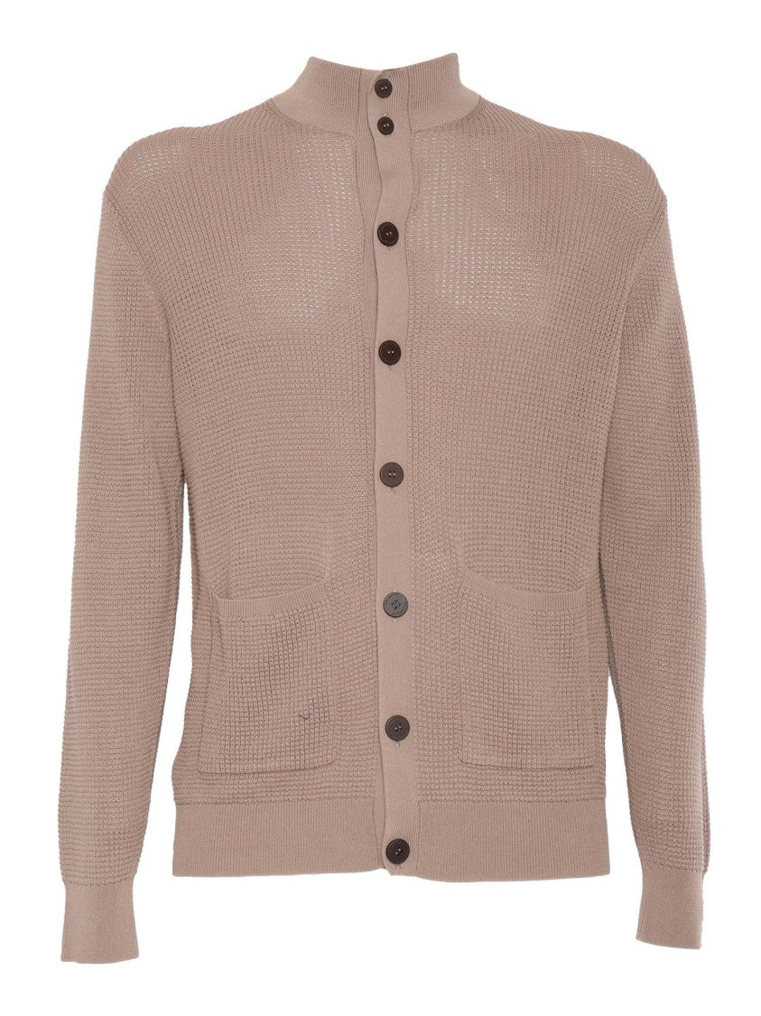 Ballantyne Textured Knit Cardigan With High Collar