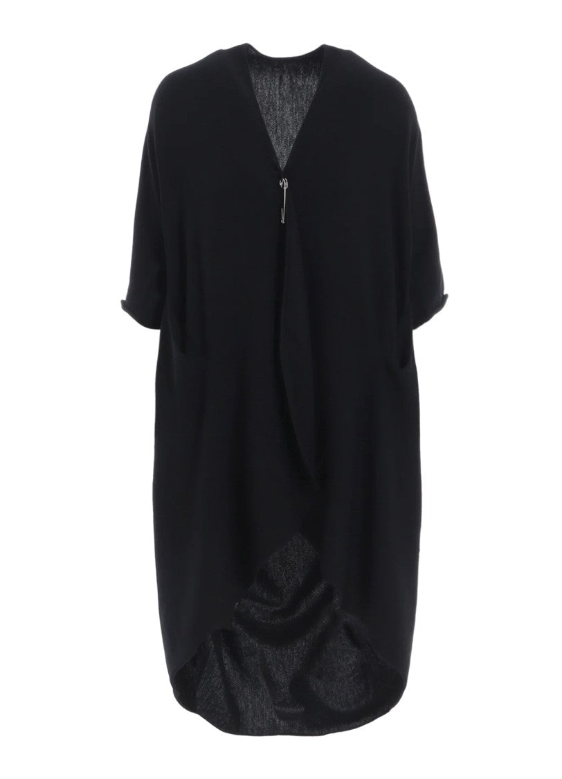 Yohji Yamamoto Long Black Wool Shawl Sweater