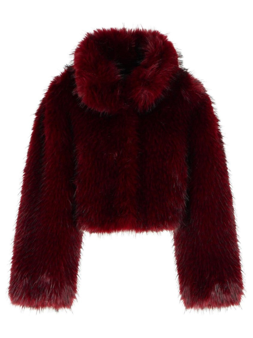 Rotate Salia' Burgundy Polyester Faux Fur Coat