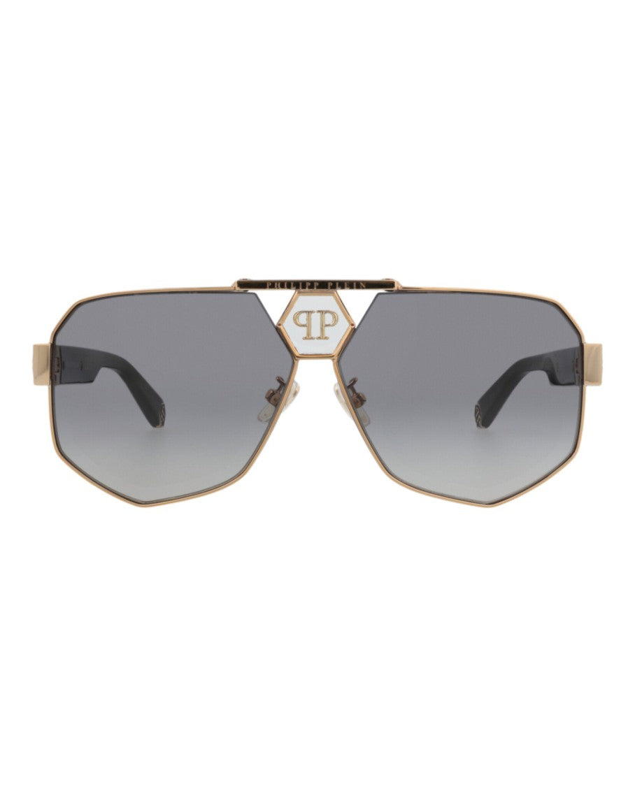 Philipp Plein Geometric Aviator-Frame Sunglasses With Gold-Tone Accents
