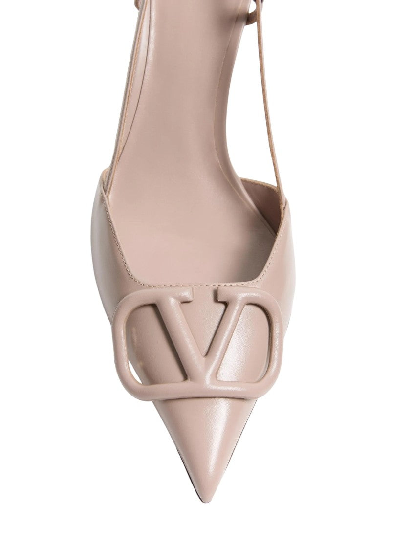 Valentino Sling Back Pointed-Toe Logo Heels