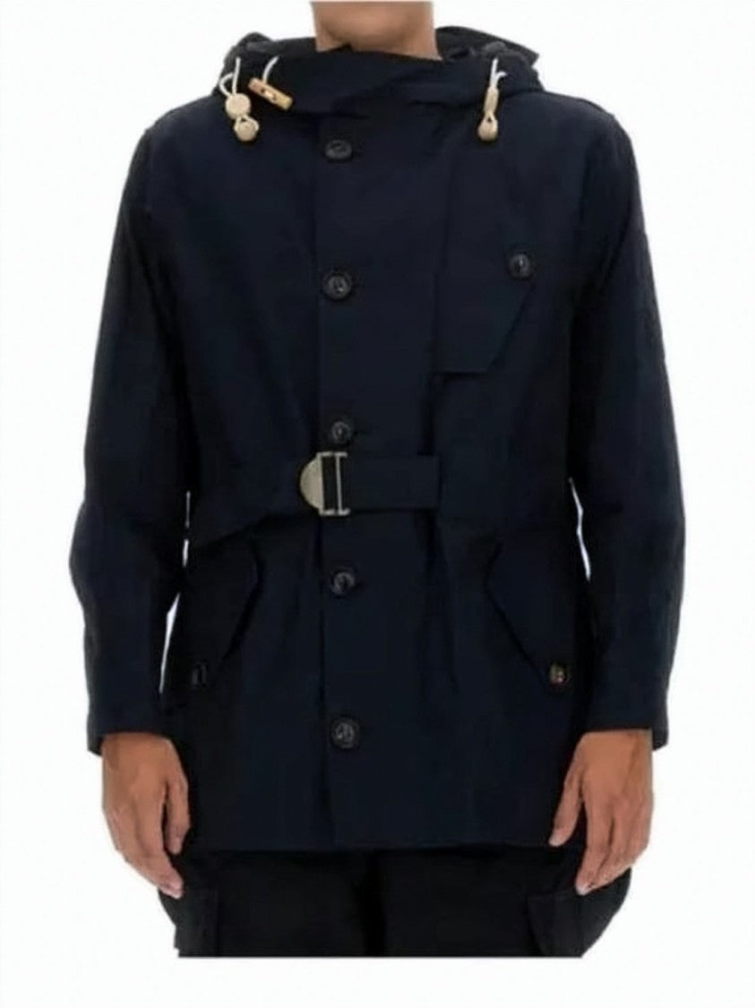 Nigel Cabourn Structured Black Cotton Jacket With Double-Breasted Front