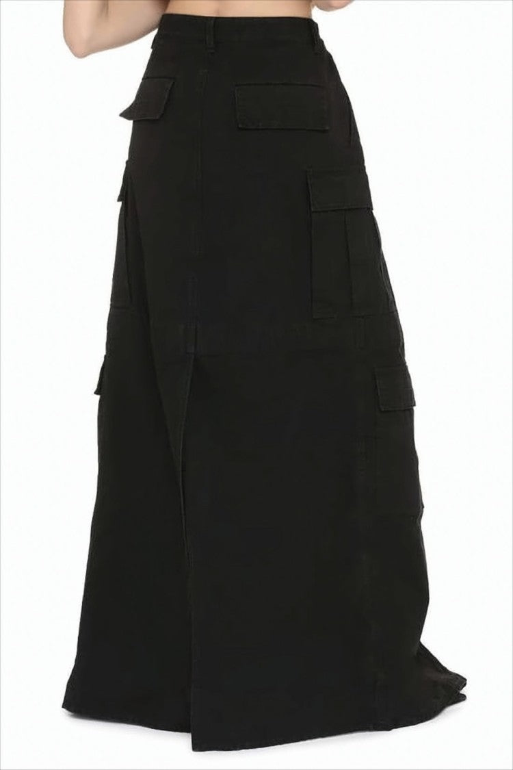 Balenciaga Utilitarian Black Maxi Skirt